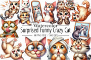 Surprised Funny Crazy Cat Clipart, an Illustration by Libby Wishes (Thumbnail 1 of 7)