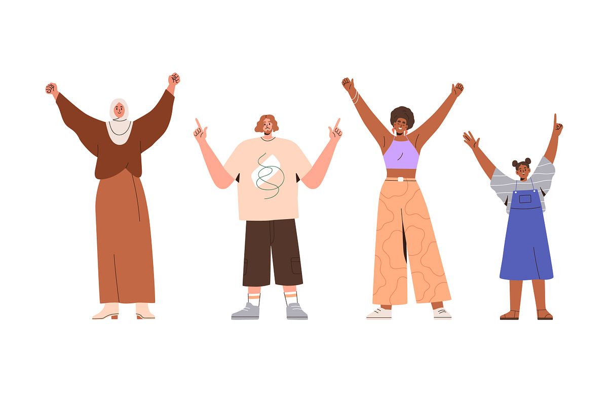 Happy people with raised hands up, a Person Illustration by Good Studio (Photo 9 of 12)