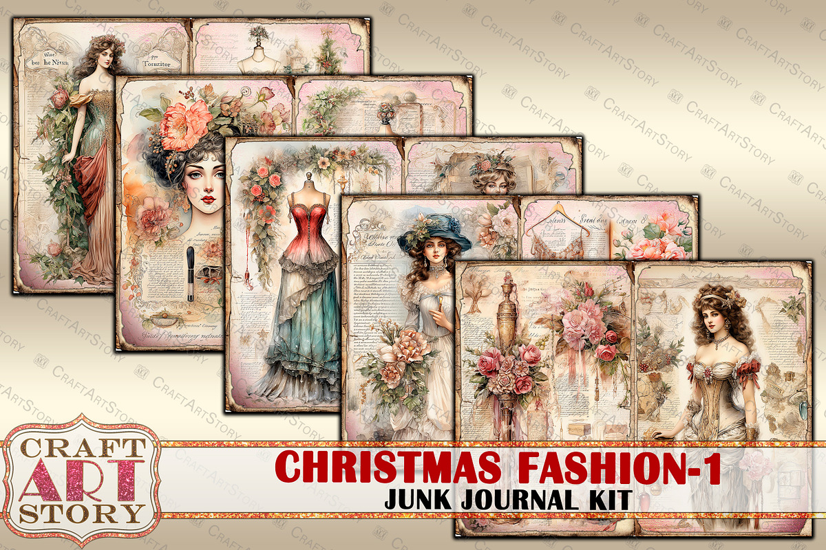 Vintage Christmas Fashion-1, a Person Illustration by CraftArtStory (Photo 7 of 8)