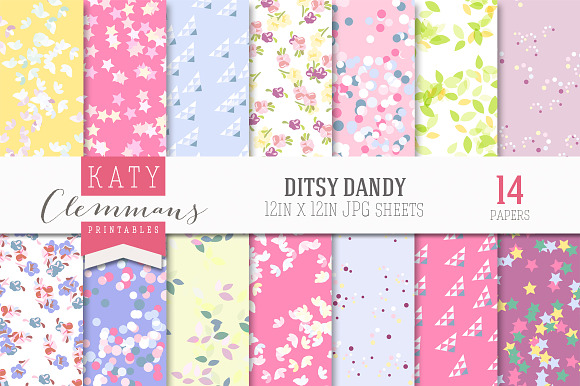 Ditsy Dandy patterned paper pack preview 5