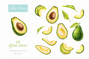 Avocado. Watercolor., a Decorative Illustration by Ekaterina Mikheeva (Thumbnail 2 of 5)