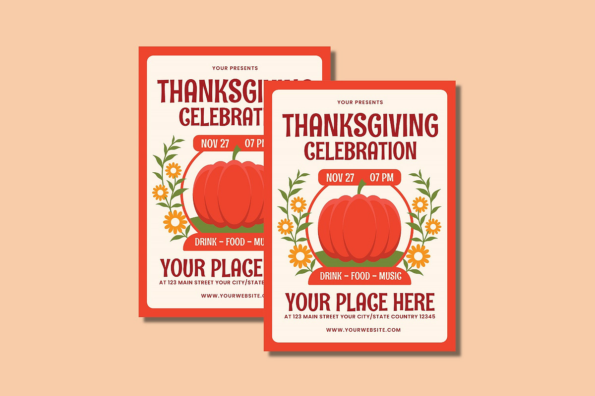 Thanksgiving Flyer Set, a Flyer Template by Patria Ari (P4tcreativa) (Photo 2 of 4)