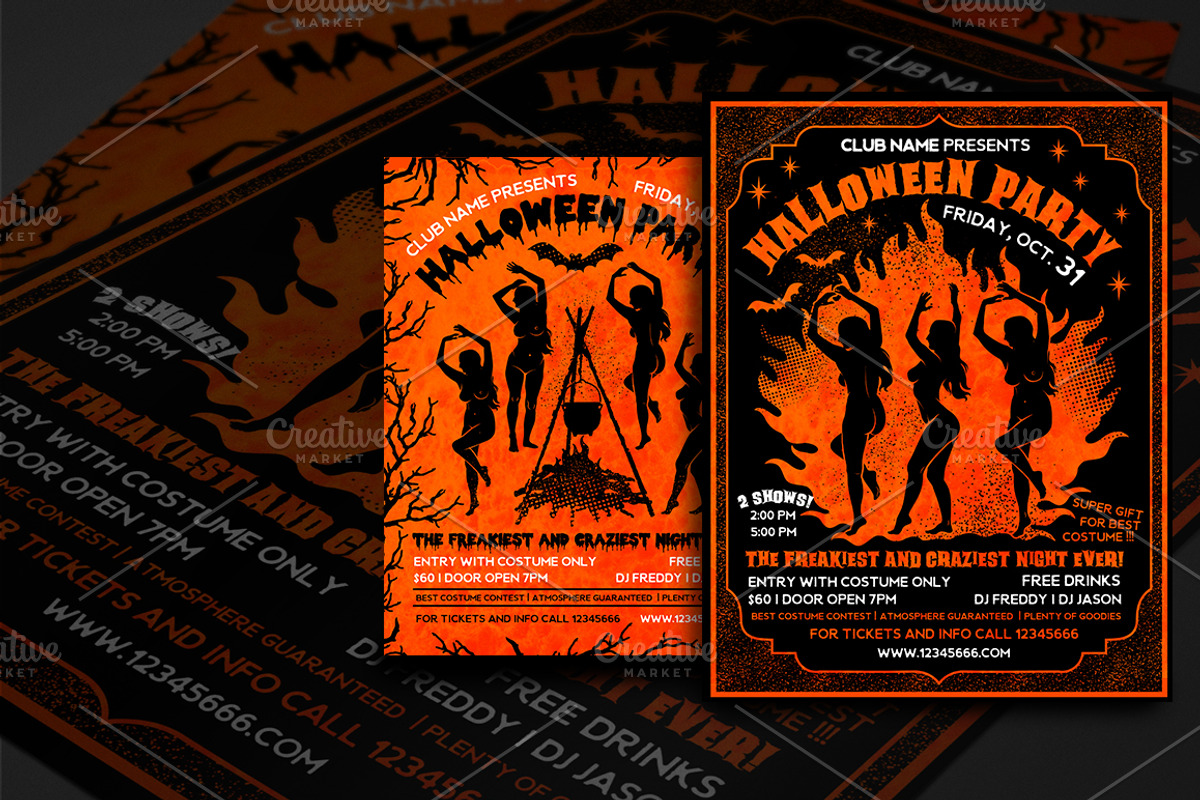 Halloween Party Flyer template, a Person Illustration by Moloko88 (Photo 2 of 3)