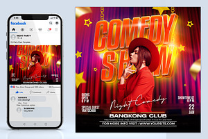 Comedy Night Flyer Template, a Social Media Template by AbcStudio