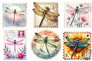 Dragonfly Postage Stamp Clipart, an Illustration by OK Design (Thumbnail 3 of 5)