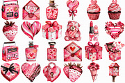 Watercolor Valentines Day Clipart, an Illustration by Libby Wishes (Thumbnail 2 of 7)