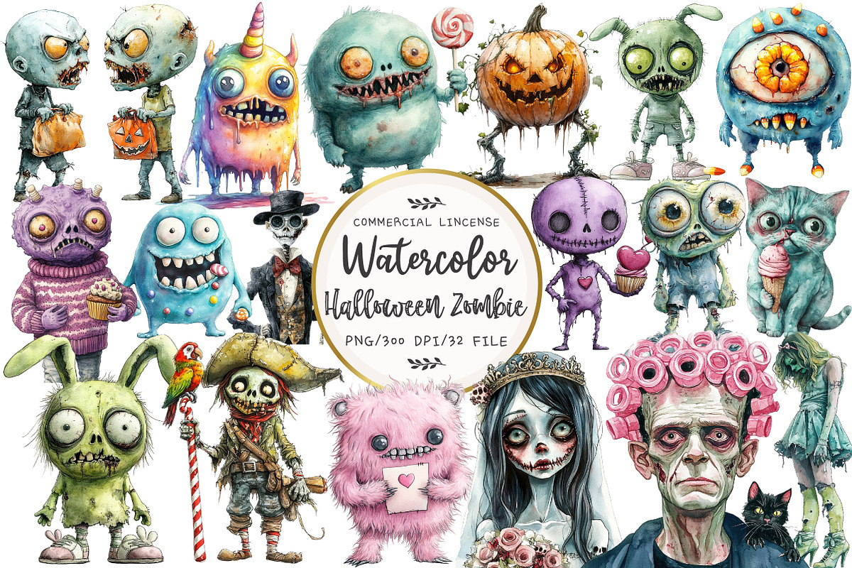 Halloween Zombie Clipart, an Illustration by OK Design (Photo 1 of 5)