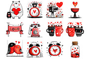Cute Valentine Clipart, an Illustration by DreamArtGraphic (Thumbnail 2 of 4)