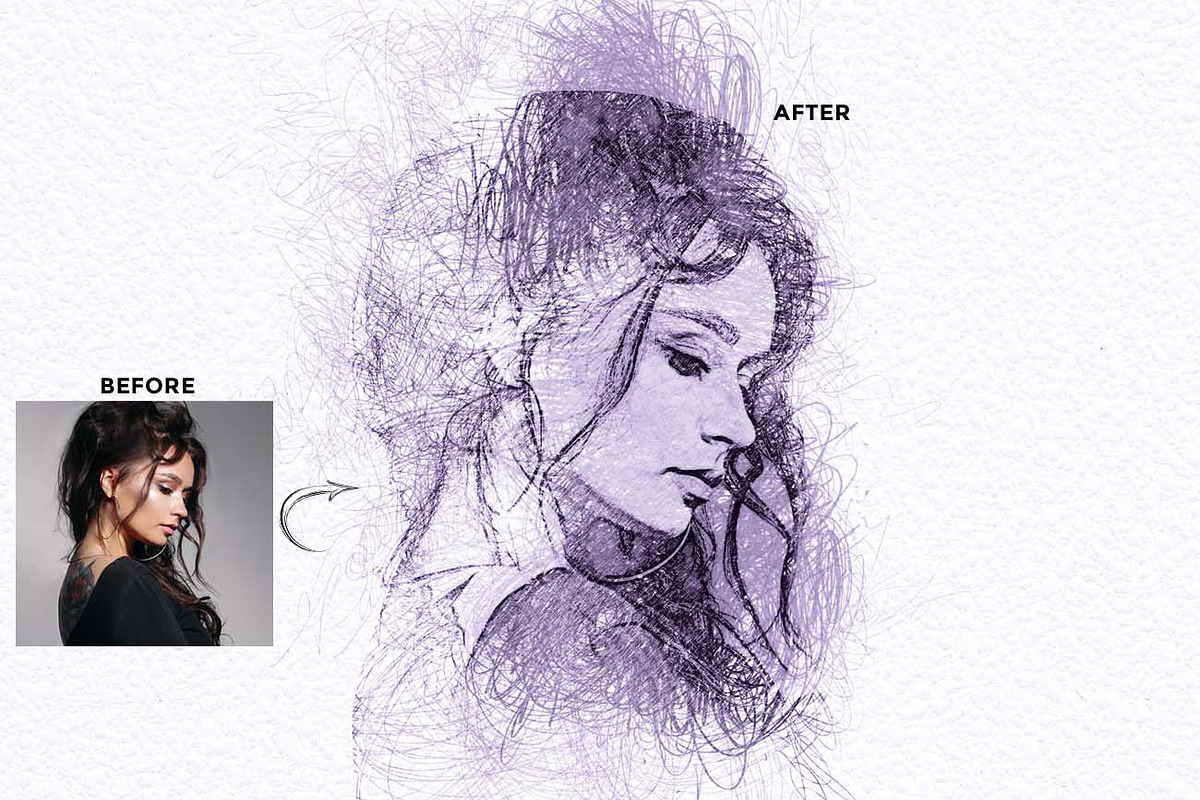 Expressive Scribble Sketch FX, an Action Add-On by Studio Retouch (Photo 3 of 14)