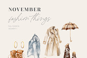 NOVEMBER Watercolor Fall Set, an Object Graphic by Kaleriia (Thumbnail 2 of 11)