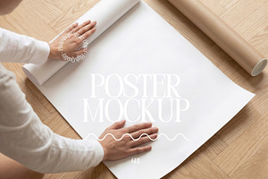 A1 Poster Mockup With Person PSD