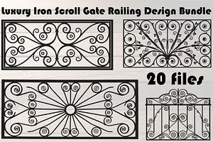 Luxury Iron Scroll Gate Railing, an Object Graphic by Designer_Momina