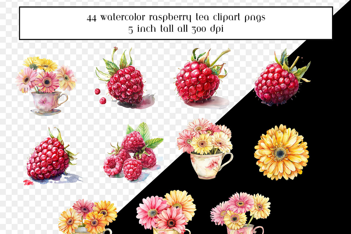 Watercolor Raspberry Tea Clipart, a Graphic by AllTheKewtClipart (Photo 3 of 5)