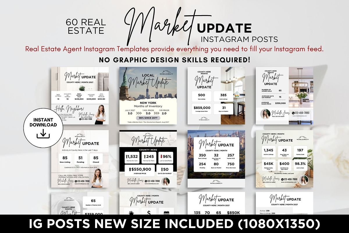 Market Update Instagram Posts Canva, a Social Media Template by CreativeVinesStore (Photo 2 of 6)