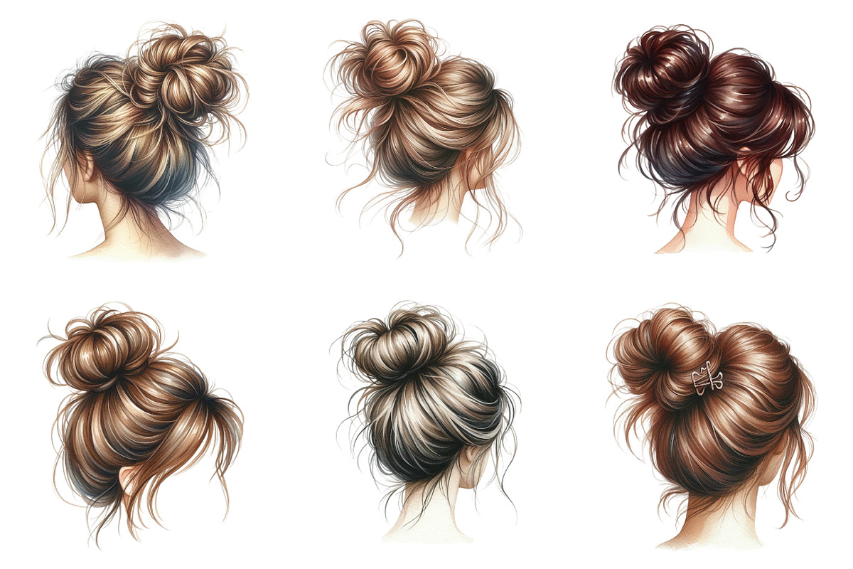 Messy Bun Clip-art, a Graphic by CitraGraphics (Photo 2 of 4)