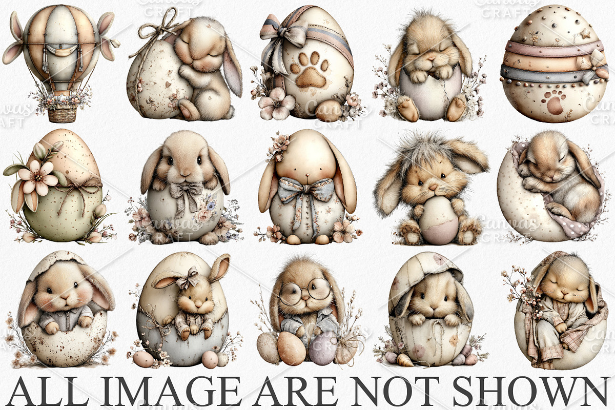Quirky Easter Bunny Clipart Bundle, an Illustration by Canvas Craft (Photo 3 of 7)