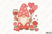 Valentine Gnome Heart Balloons Roses, an Illustration by CraftArtStudio (Thumbnail 1 of 4)