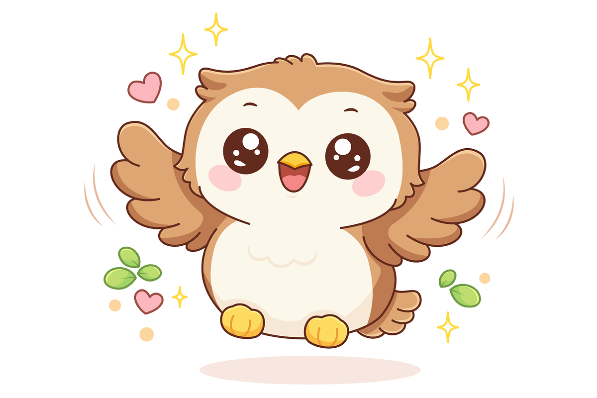 Cute Owl Cartoon Character Flapping, an Animal Illustration by Artpon Illustration (Photo 3 of 3)