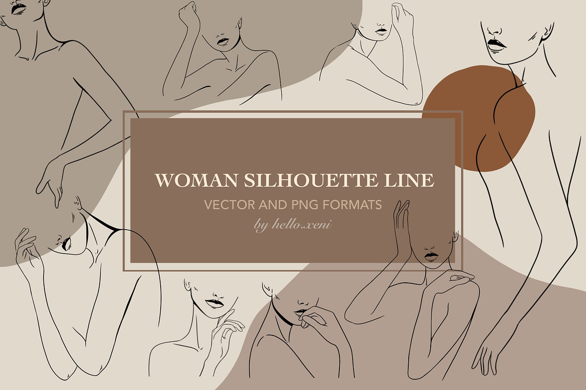 Woman silhouette line. Fashion set, a Graphic by heyXeni (Photo 1 of 4)