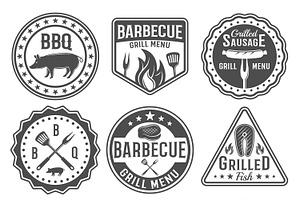 Barbecue Black White Emblems