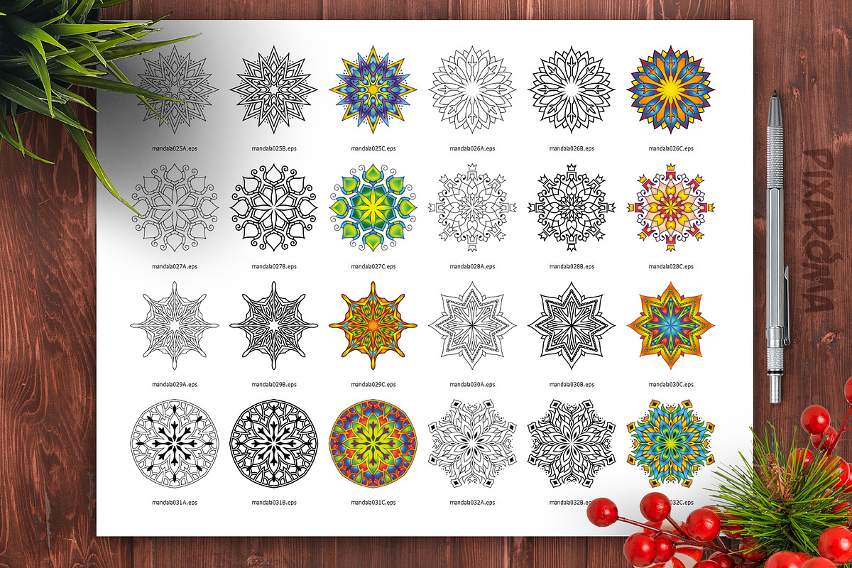 Mandala Vector Ornaments Bundle, a Decorative Illustration by pixaroma (Photo 31 of 43)