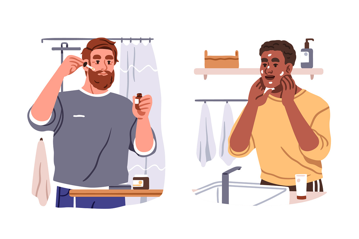 Men beauty & skin care routine set, a Person Illustration by Good Studio (Photo 3 of 4)