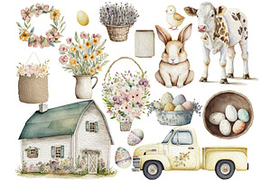 Easter Farmhouse Clipart Collection