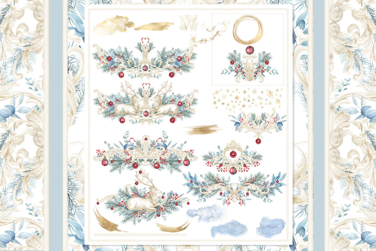 Winter Deer Borders, wedding png, a Decorative Illustration by WonderWonder (Photo 5 of 18)