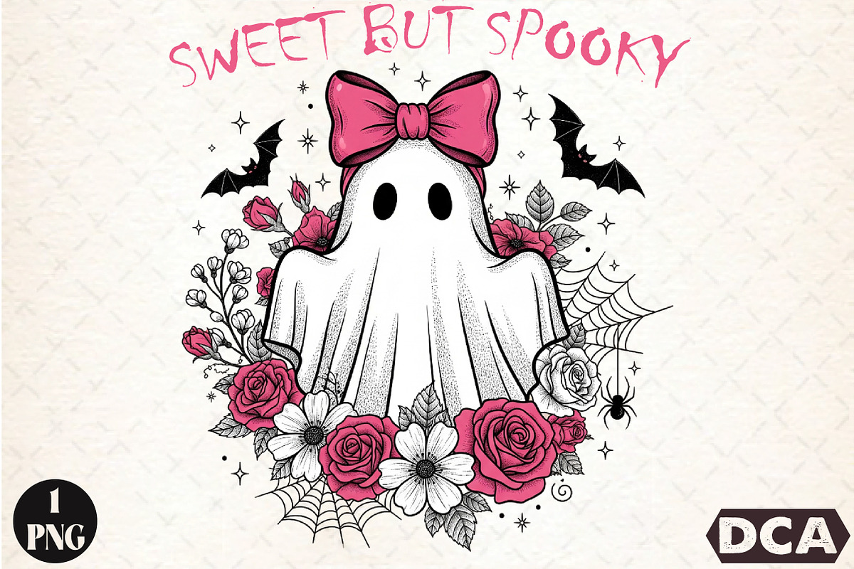 Halloween Vintage Ghost Boho Flowers, an Illustration by DreamCafeArt (Photo 1 of 7)