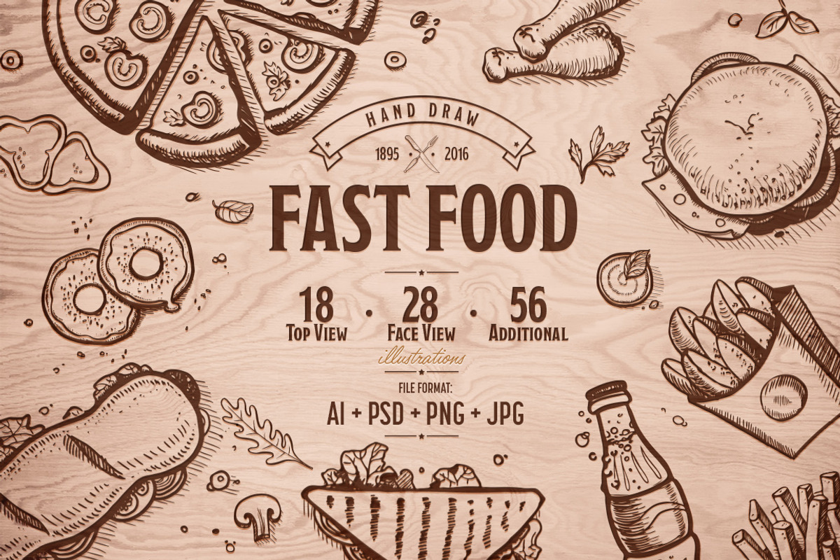 Fast food hand drawn set, a Food Illustration by Alfazet Chronicles (Photo 1 of 9)