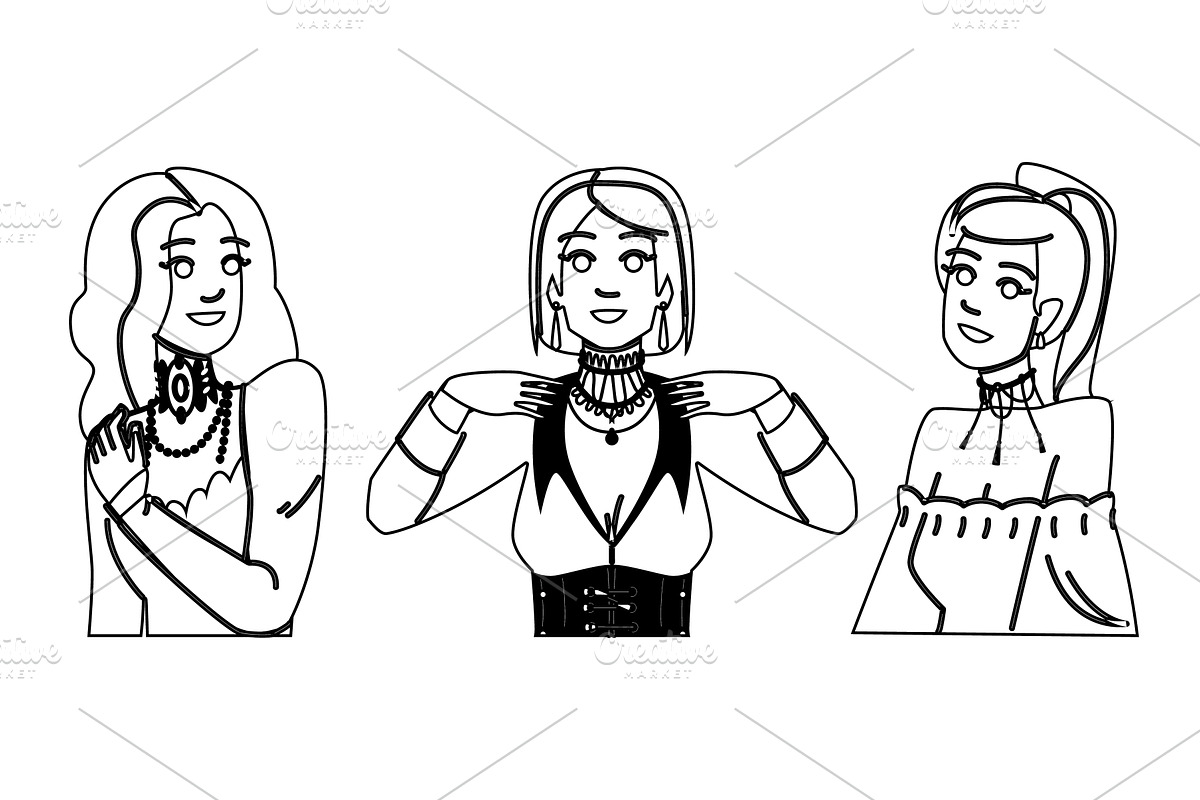 jewelry lace choker woman vector, a Person Illustration by pikepicture