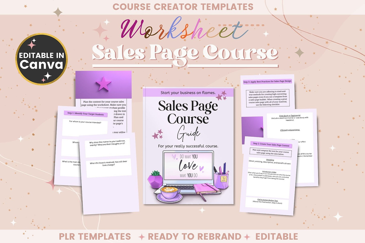 Sales Page Course Guide Worksheet, a Templates & Theme by bellaROSEworkshop (Photo 9 of 10)