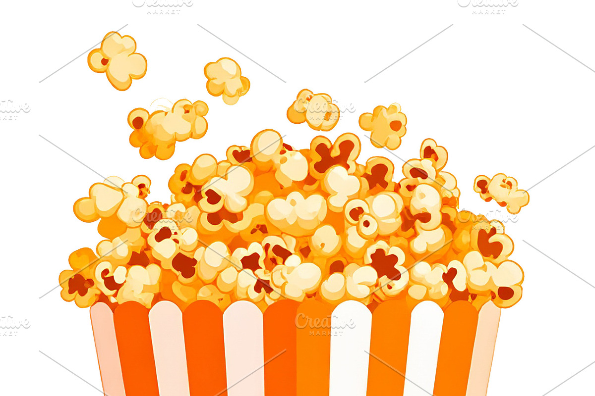 Popcorn bucket isolated on white background digital illustration, an Object Graphic by DanFLCreativo