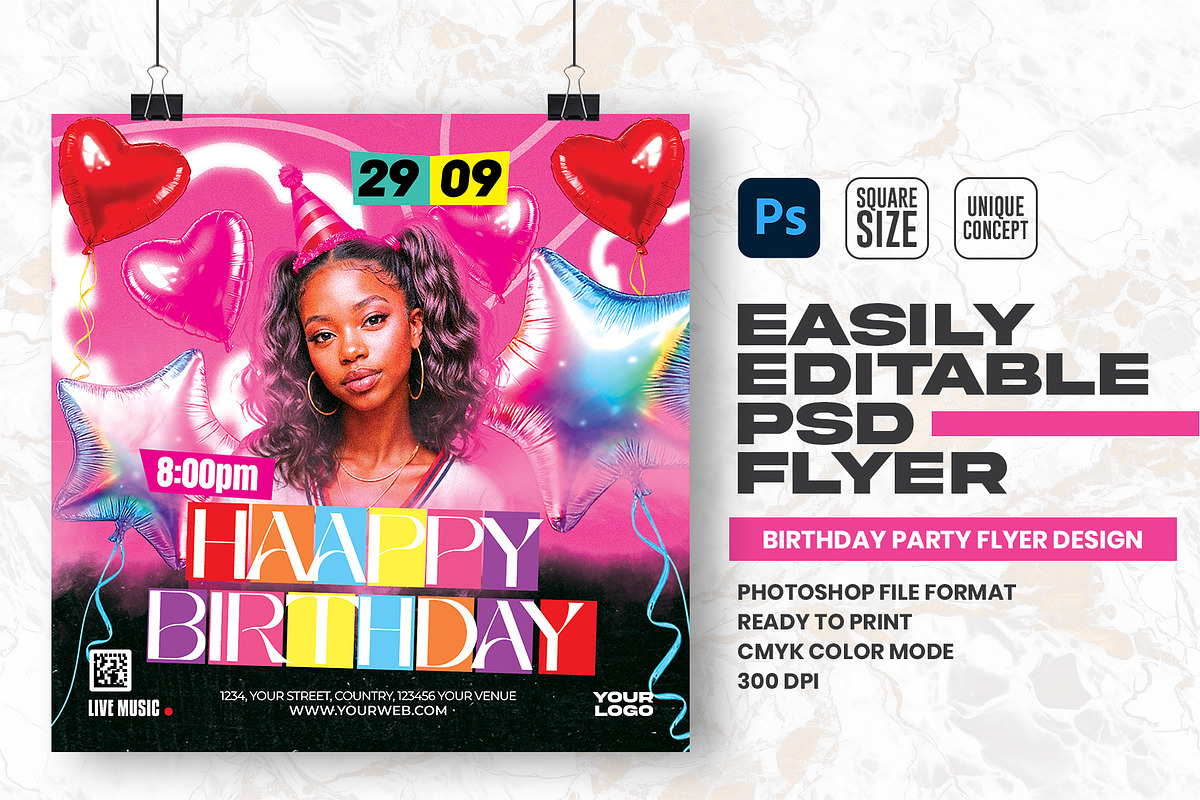 Birthday Party Flyer Design, a Flyer Template by Shajib Shikder (Photo 1 of 2)