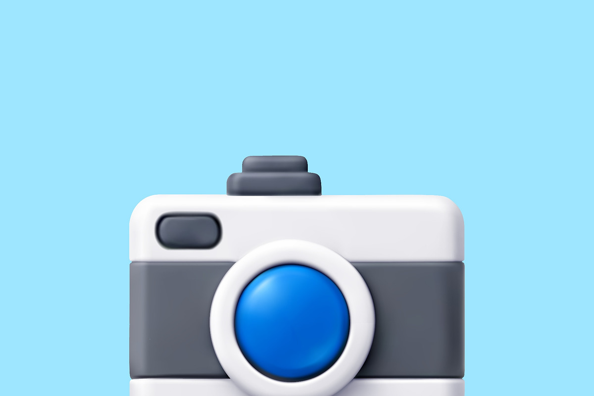 3D compact camera with blue lens, a Technology Illustration by Abscent (Photo 3 of 3)