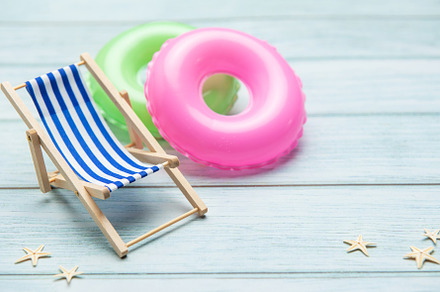 Relaxing beach vibes with colorful pool floats