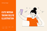 Cute Woman Taking Selfie, a Person Illustration by Partikusi Design (Thumbnail 1 of 3)
