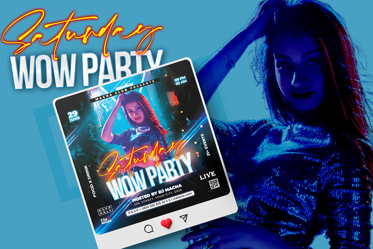 Night Party Flyer & Social Media, a Social Media Template by ErsanK