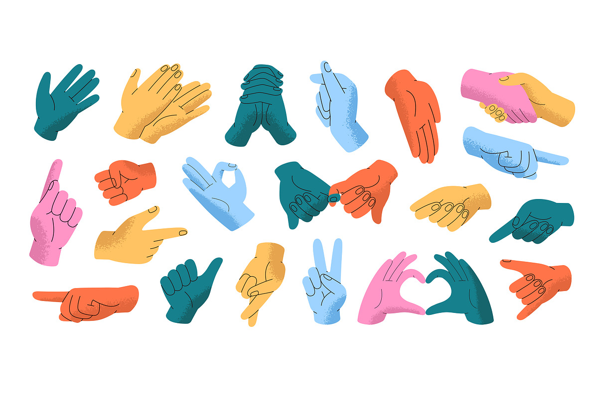 Hand gestures, body language set, a Person Illustration by PaperTrident