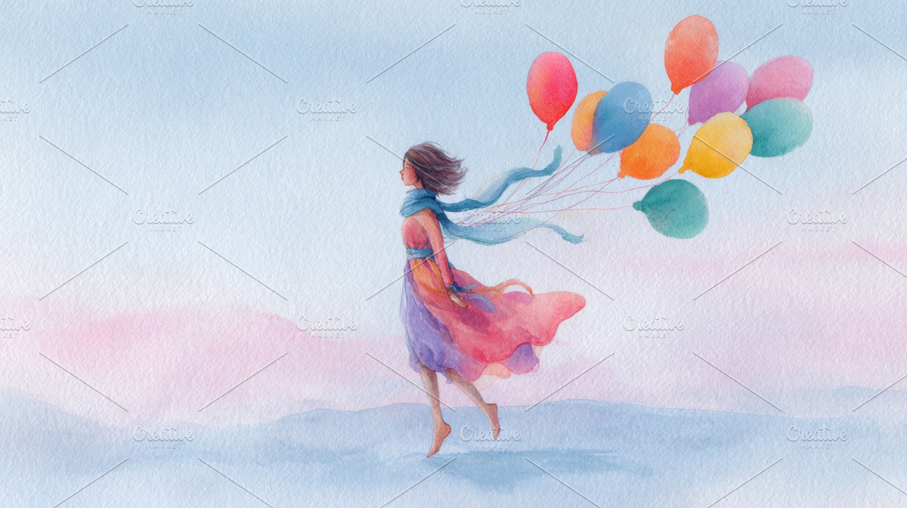 Woman walking with balloons in hand, a Photo by Beautiful things