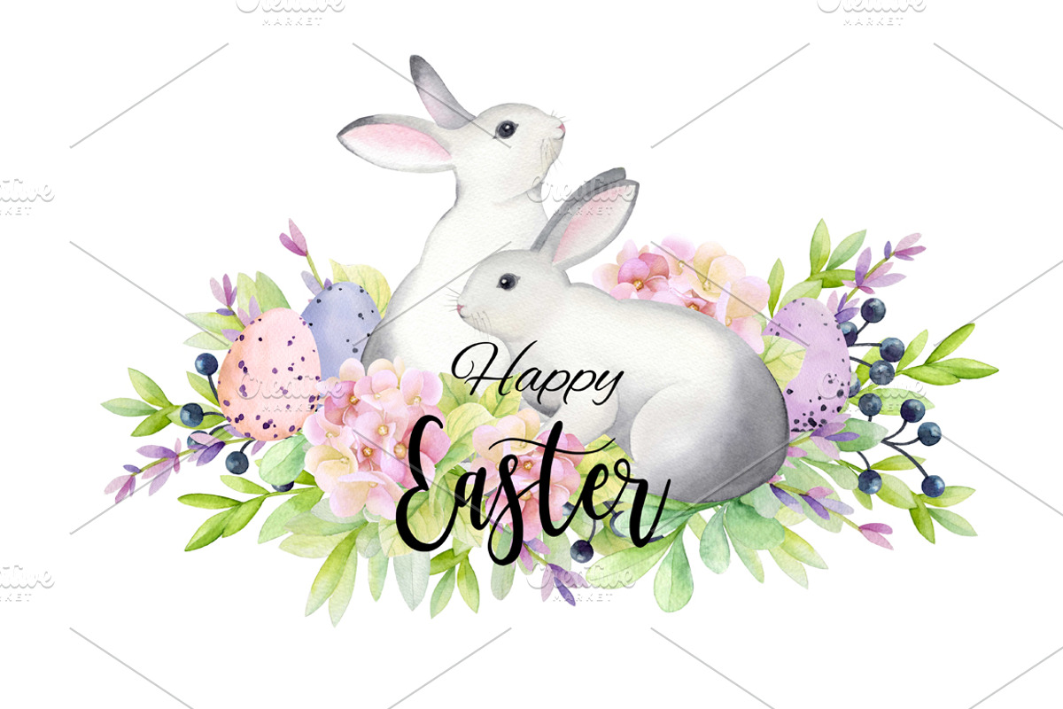 Happy Easter! Watercolor set., an Animal Illustration by Colibri Watercolor (Photo 2 of 7)