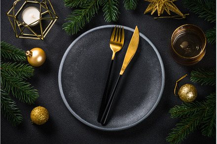 Christmas table setting with holiday, a Holiday Photo by Nadia-nb