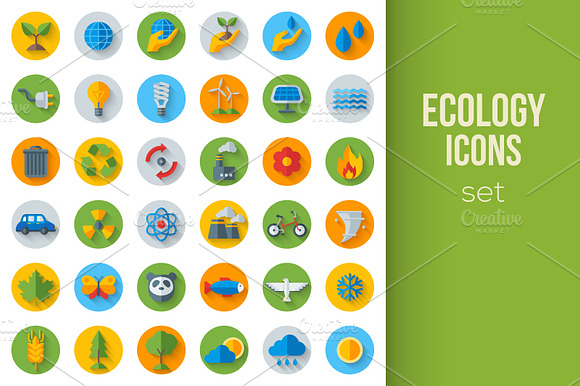 Eco Icons On Circles