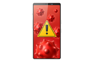 Realistic mobile phone with virus, an Object Illustration by Vectorbuum