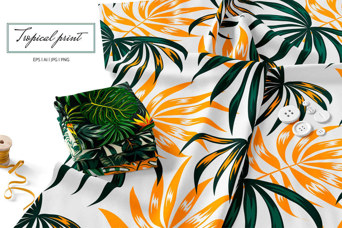Tropical seamless patterns & leaves, a Pattern Graphic by EltaMaxArt (Photo 9 of 15)