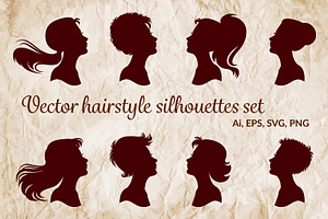 Vector hairstyle silhouettes set