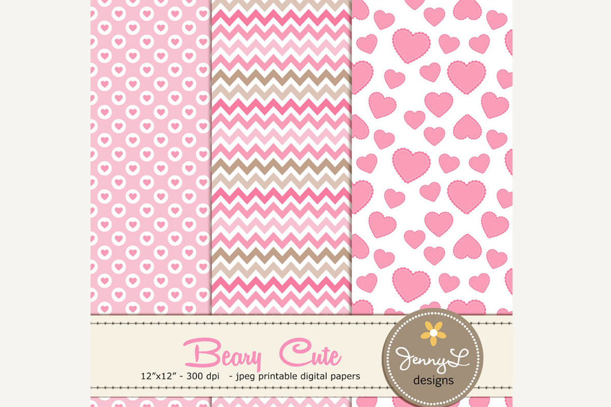 Beary Cute Digital Paper Clipart, a Pattern Graphic by JennyL Designs (Photo 3 of 3)