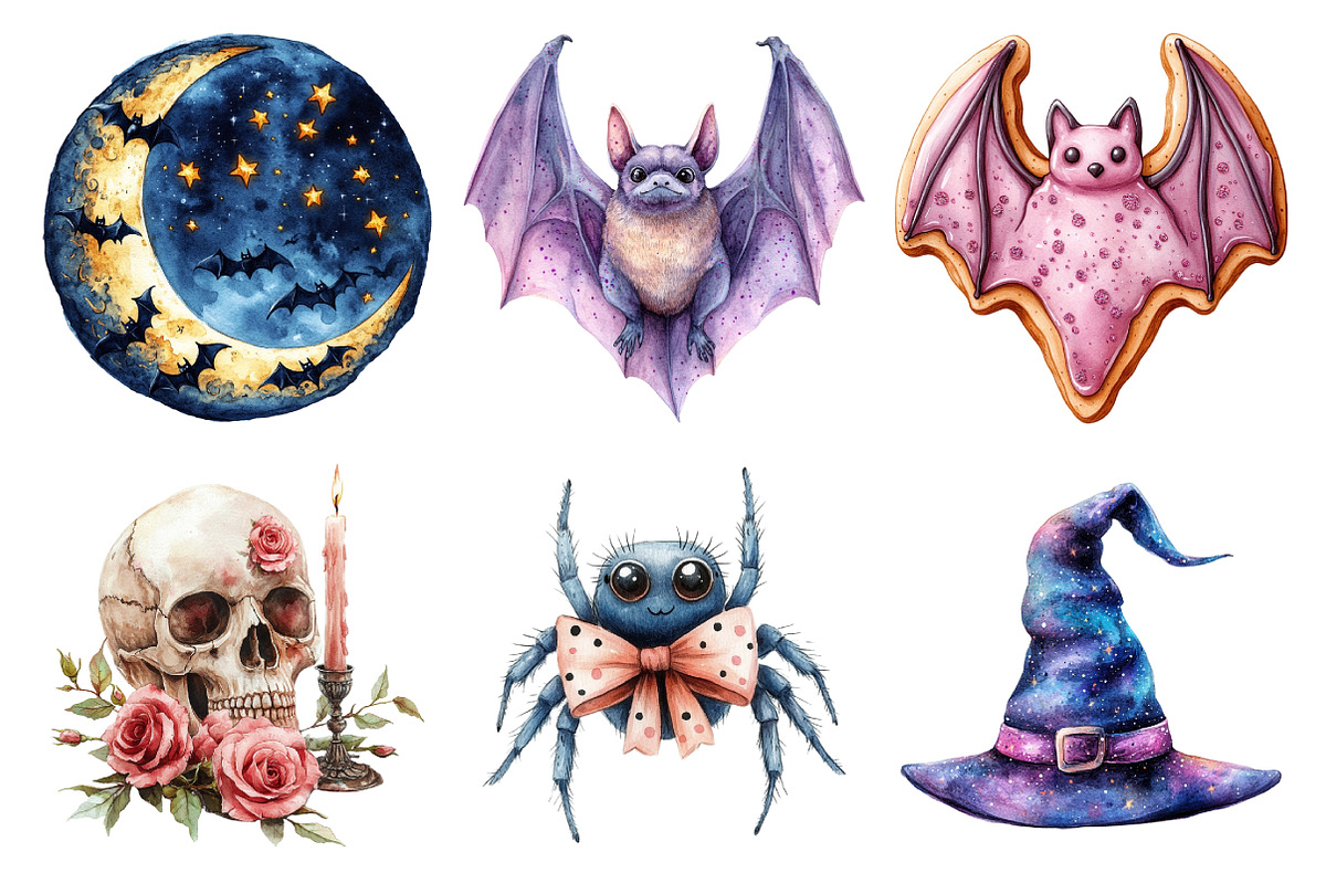 Watercolor Halloween Clipart Bundle, an Illustration by Daily.Designs (Photo 3 of 5)
