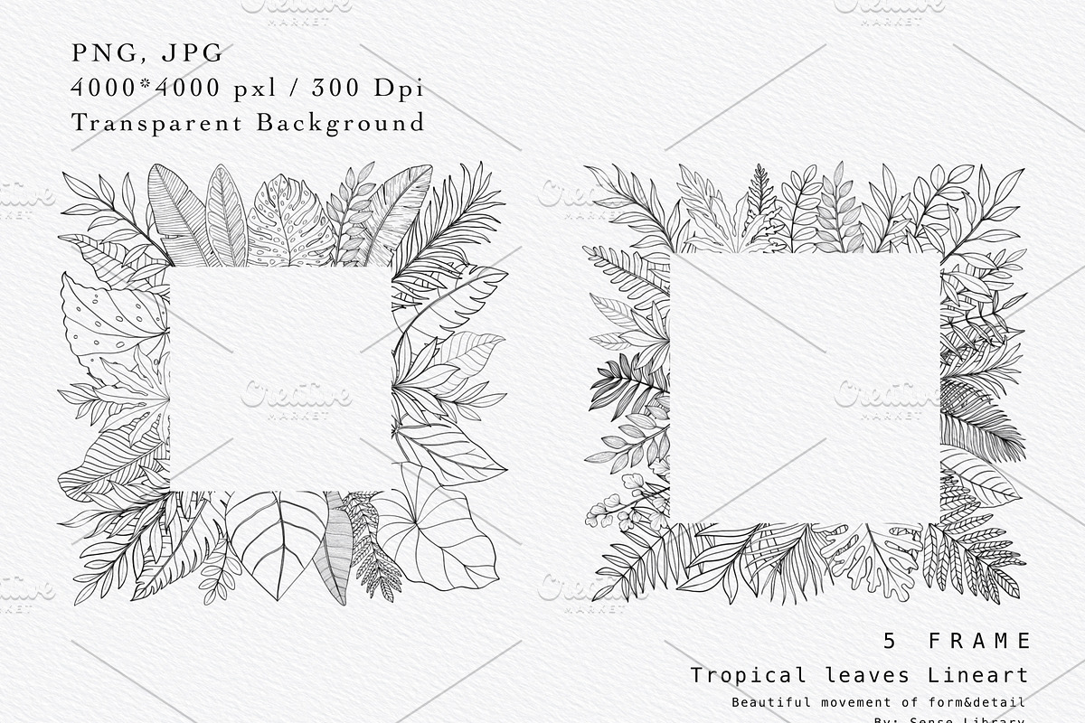 “Charm” Tropical Leaves Lineart, an Illustration by Sense Library (Photo 3 of 23)