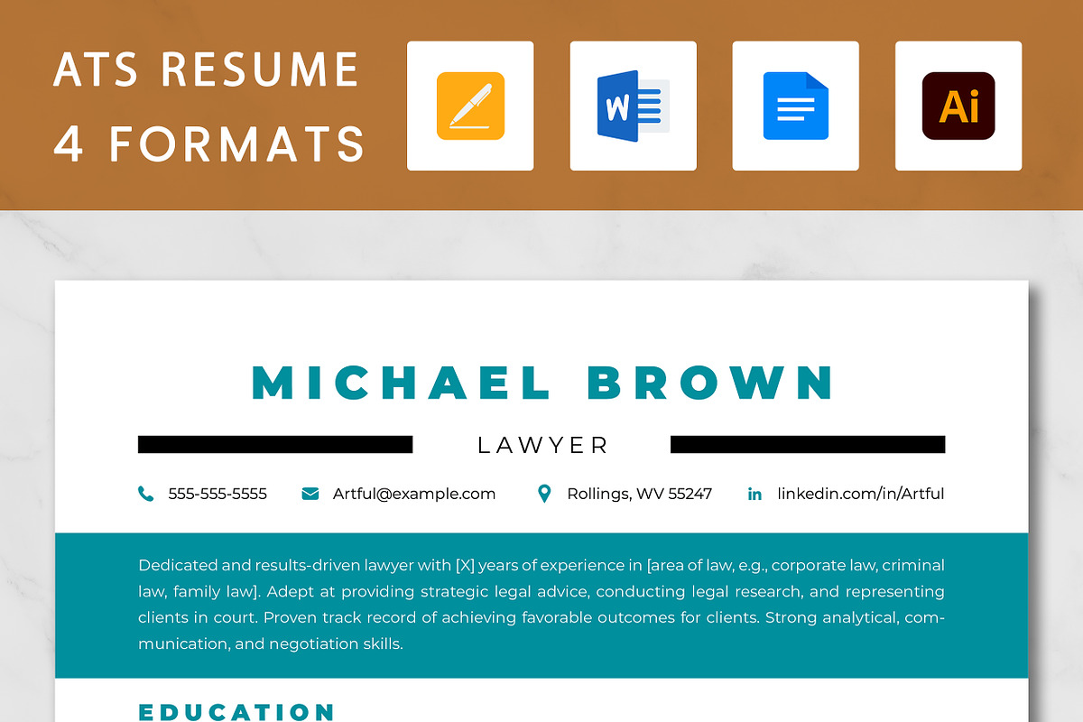 Lawyer Resume Template, a Resume Template by ResumeInventor (Photo 1 of 9)